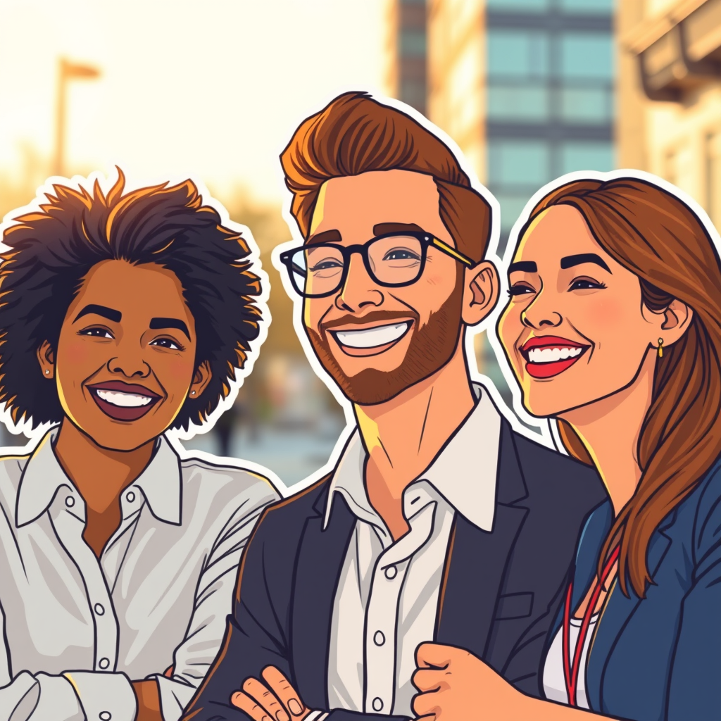 Create an image of satisfied business owners Create an image of satisfied business owners