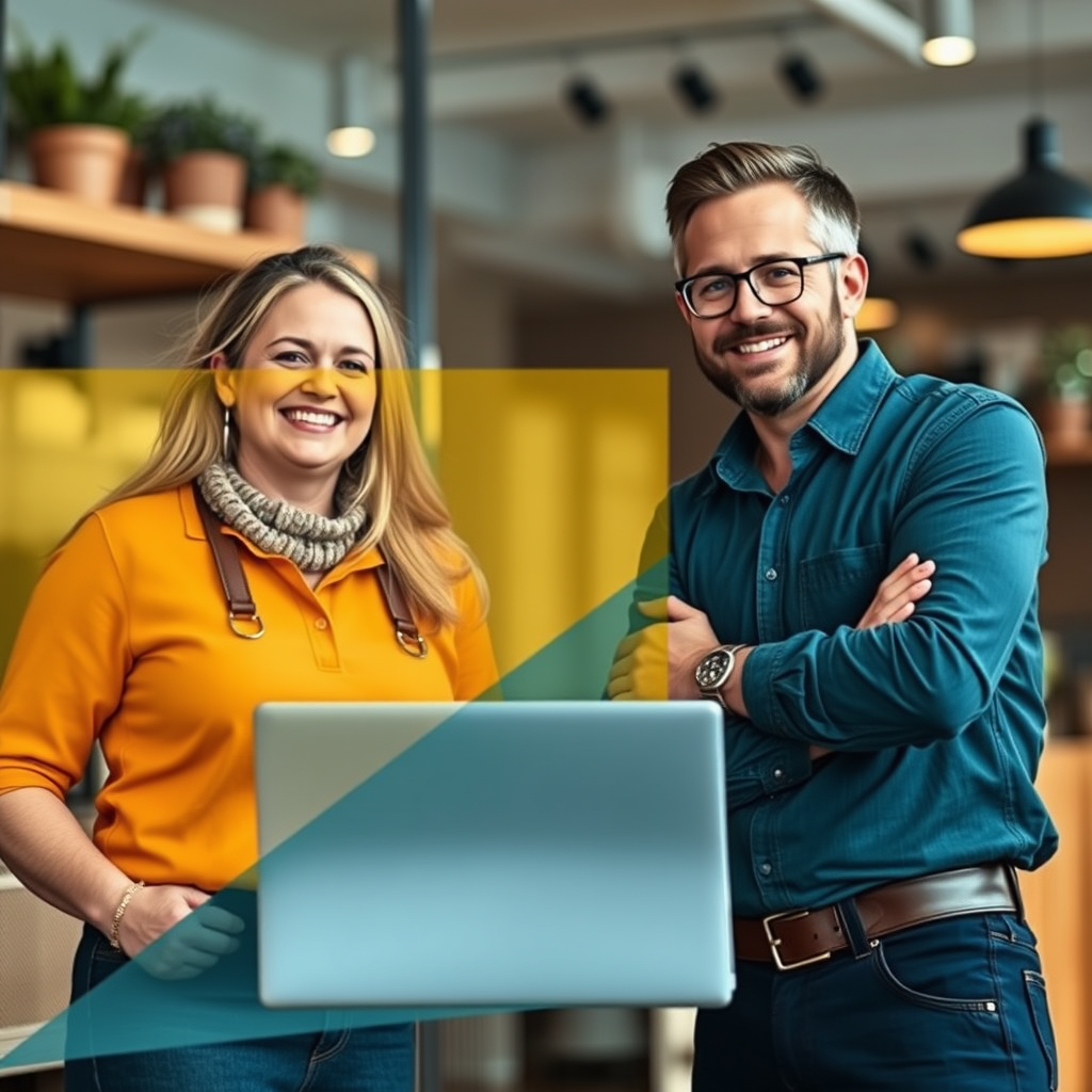 Create an image of satisfied business owners Create an image of satisfied business owners