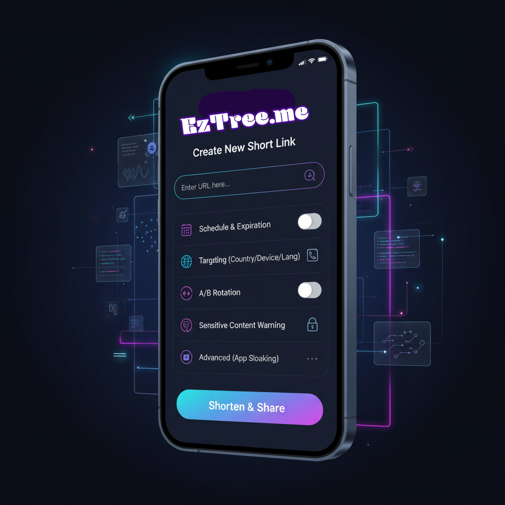 Screenshot of the app short URL editing page